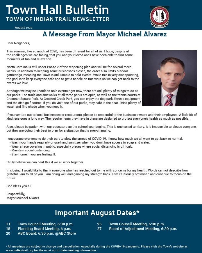 August Town Newsletter Cover