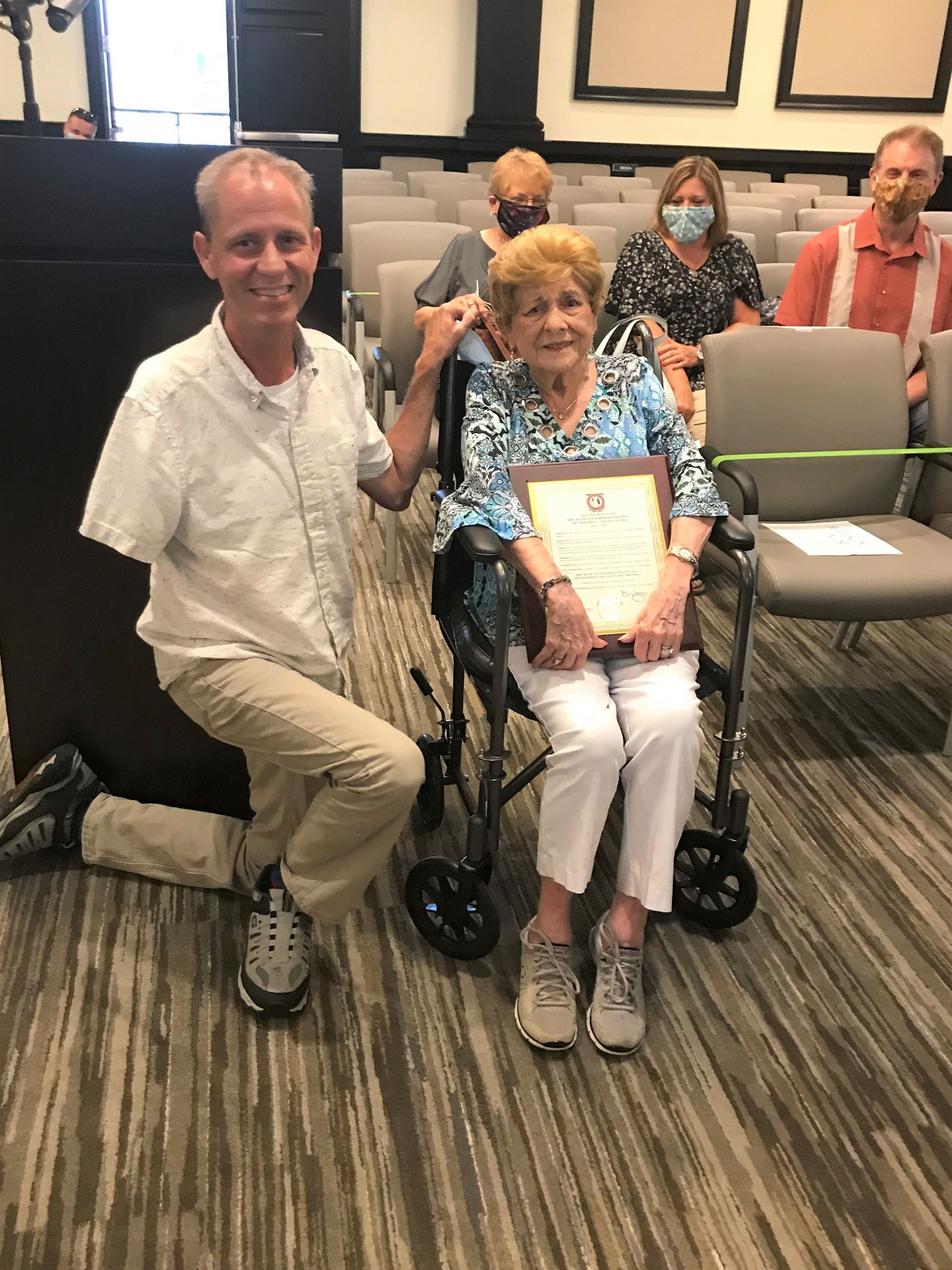 Ruth Ann Scherer Pawowitz Receives 100th birthday proclamation from Mayor Michael Alvarez