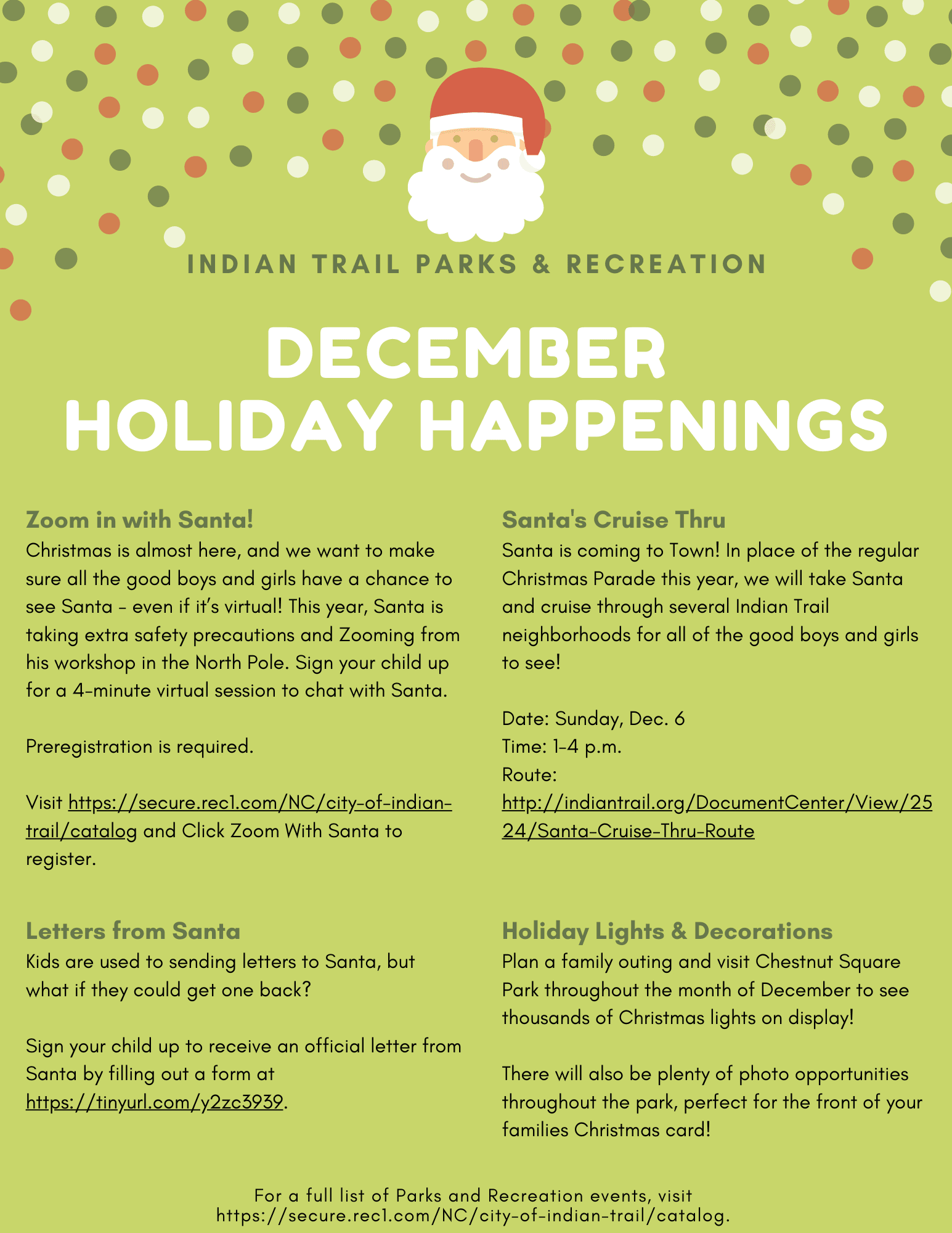 December Holiday Happenings list of events