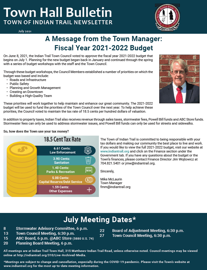 July 2021 Town Hall Bulletin