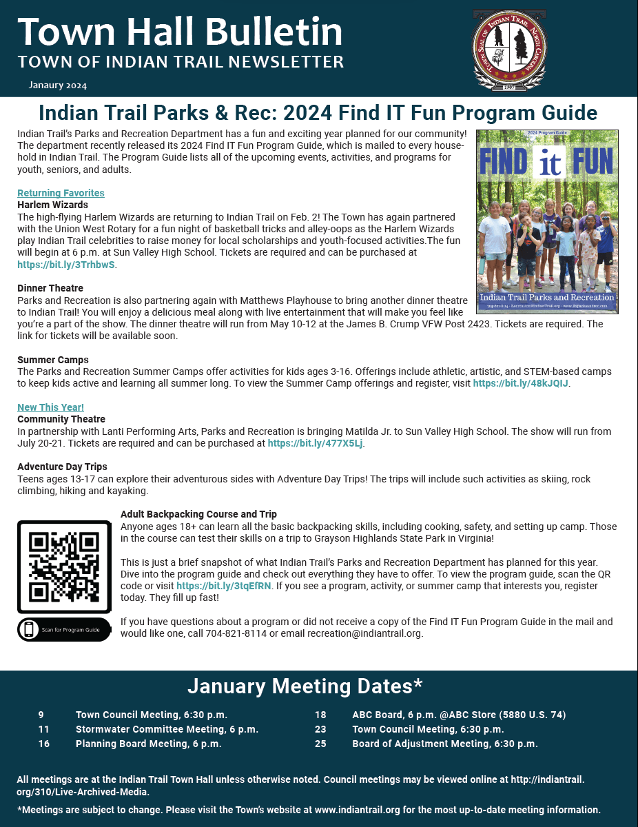 January 2024 Town Hall Bulletin Cover