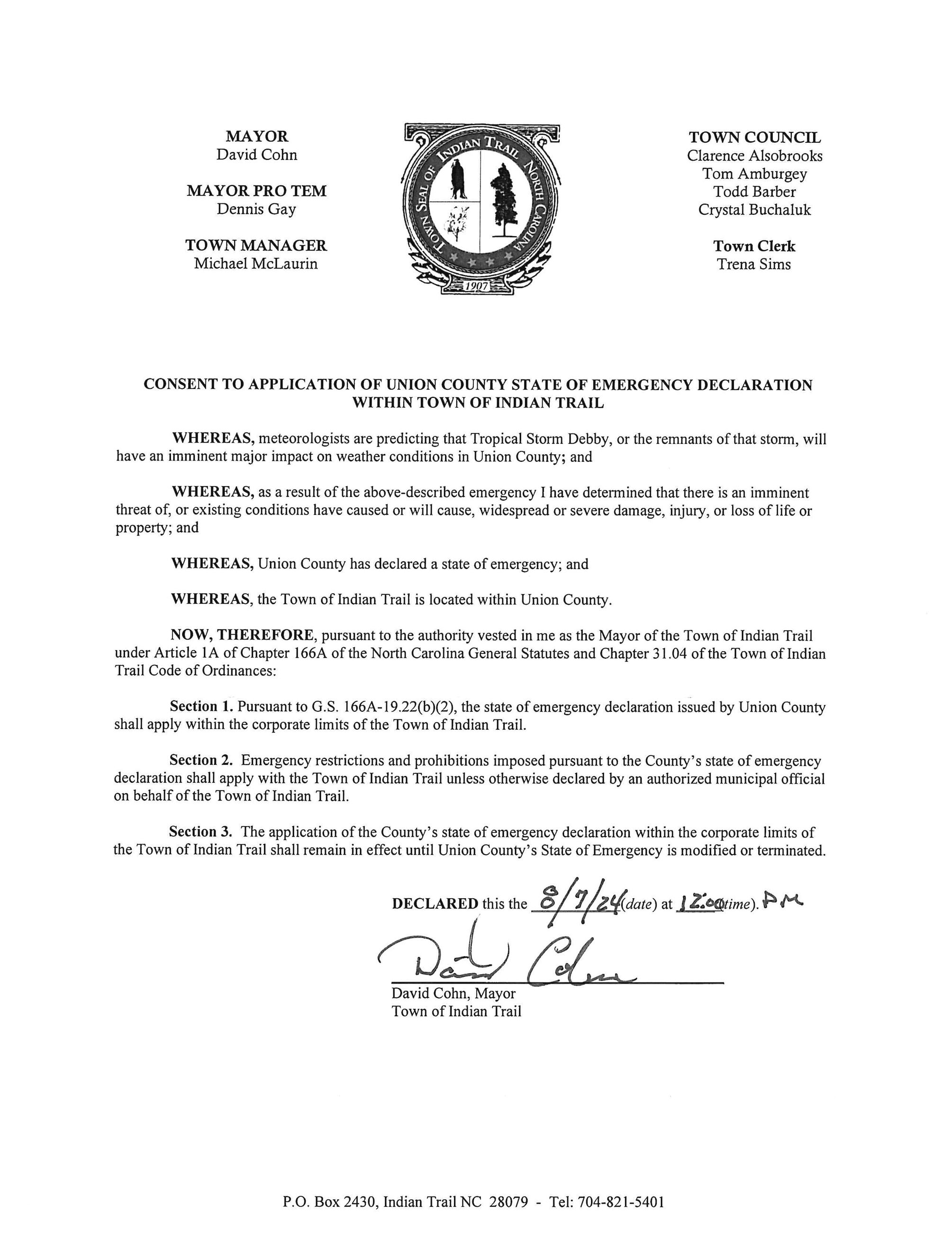 August 7, 2024, State of Emergency