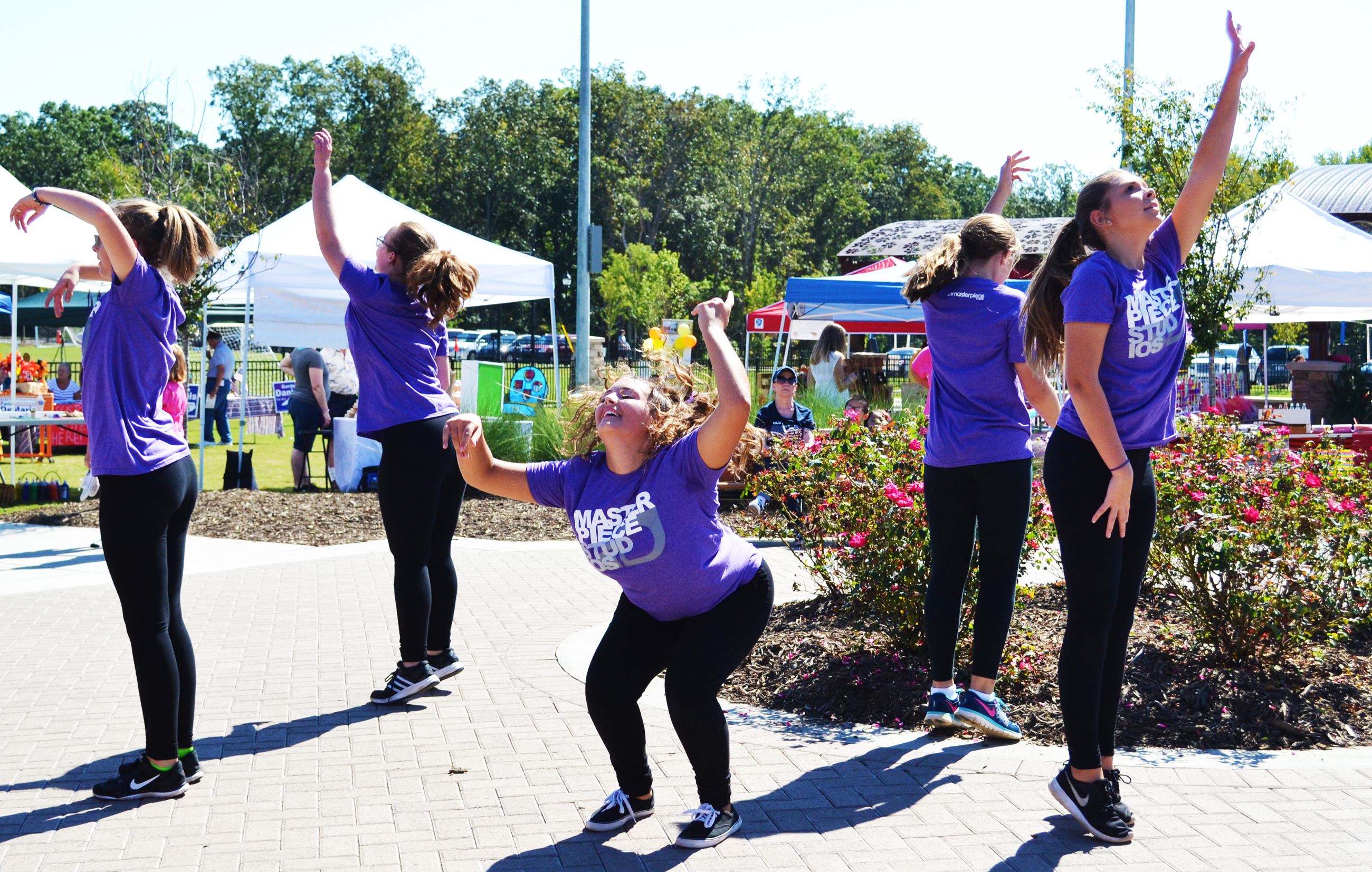 Dancers take part in a display.