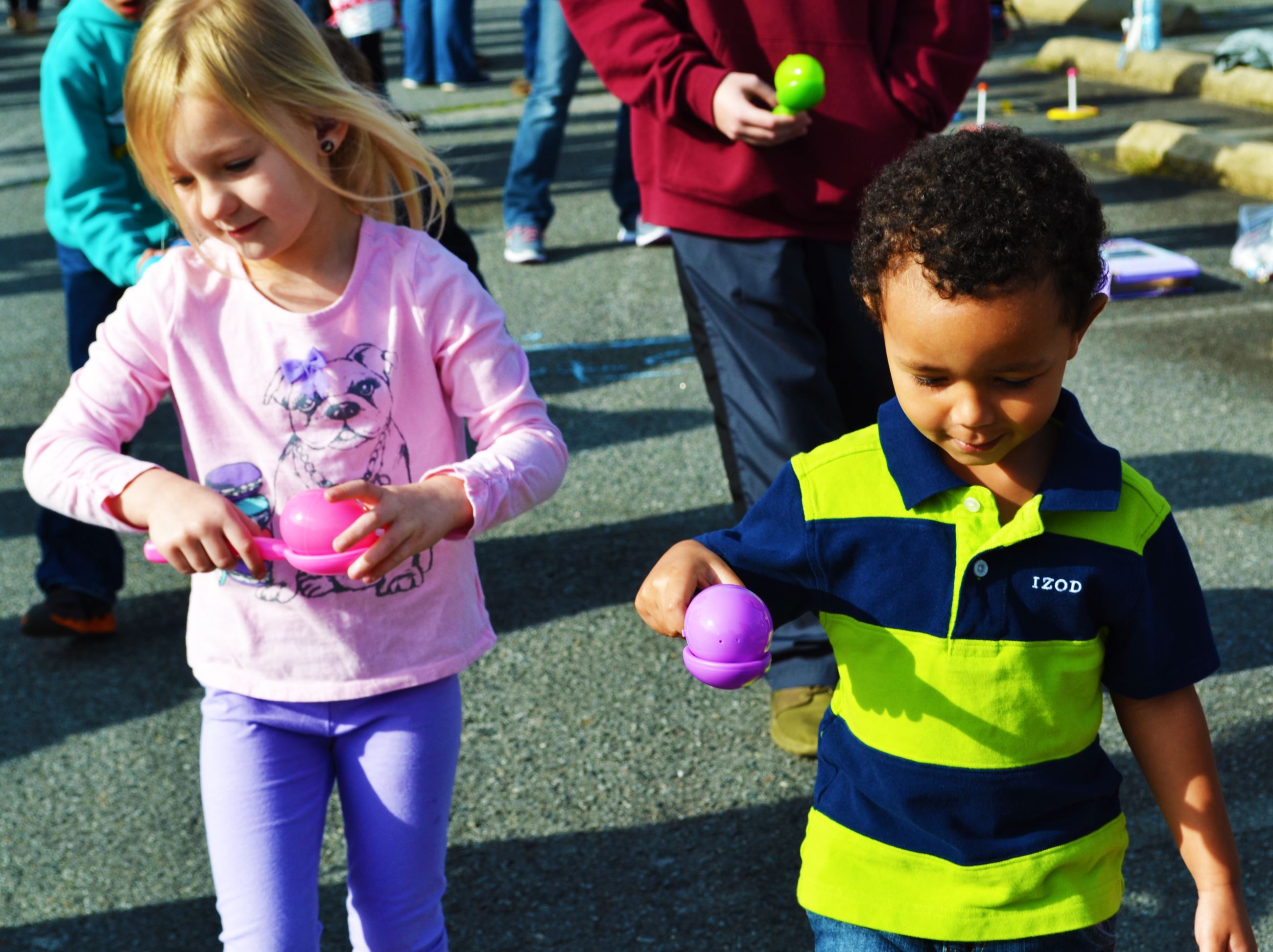 Children take part in an Easter game